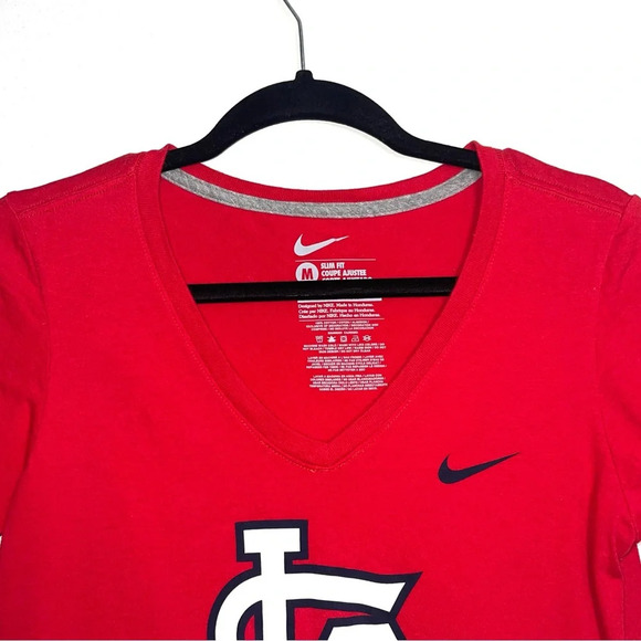 St. Louis Cardinals Tee Nike MLB Baseball Red Slim Fit V-neck Medium Women’s - Picture 2 of 9